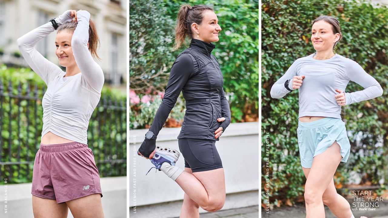 Senior Health Editor Ally Head trying some of the best running shorts for women