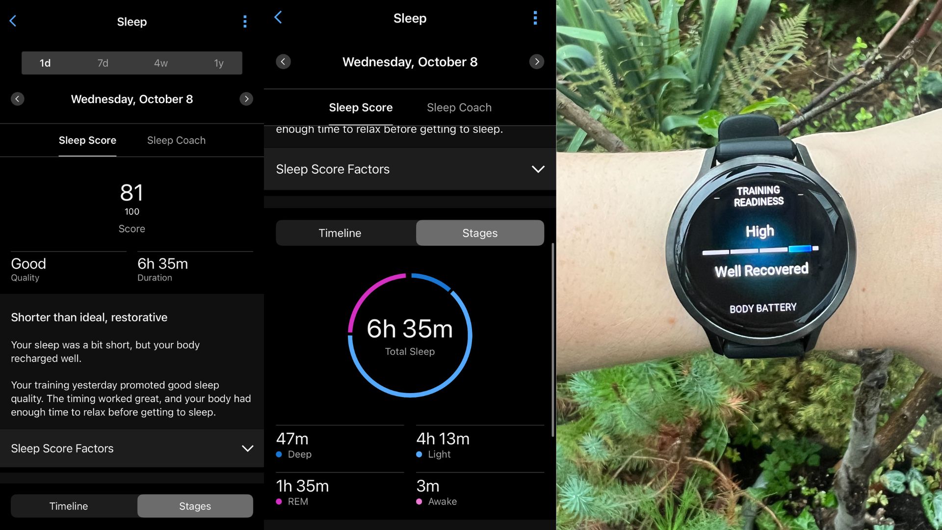 Grace Walsh testing sleep and Training Readiness functions on the Garmin Venu 4