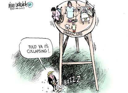 Political cartoon U.S. Obamacare Trump repeal