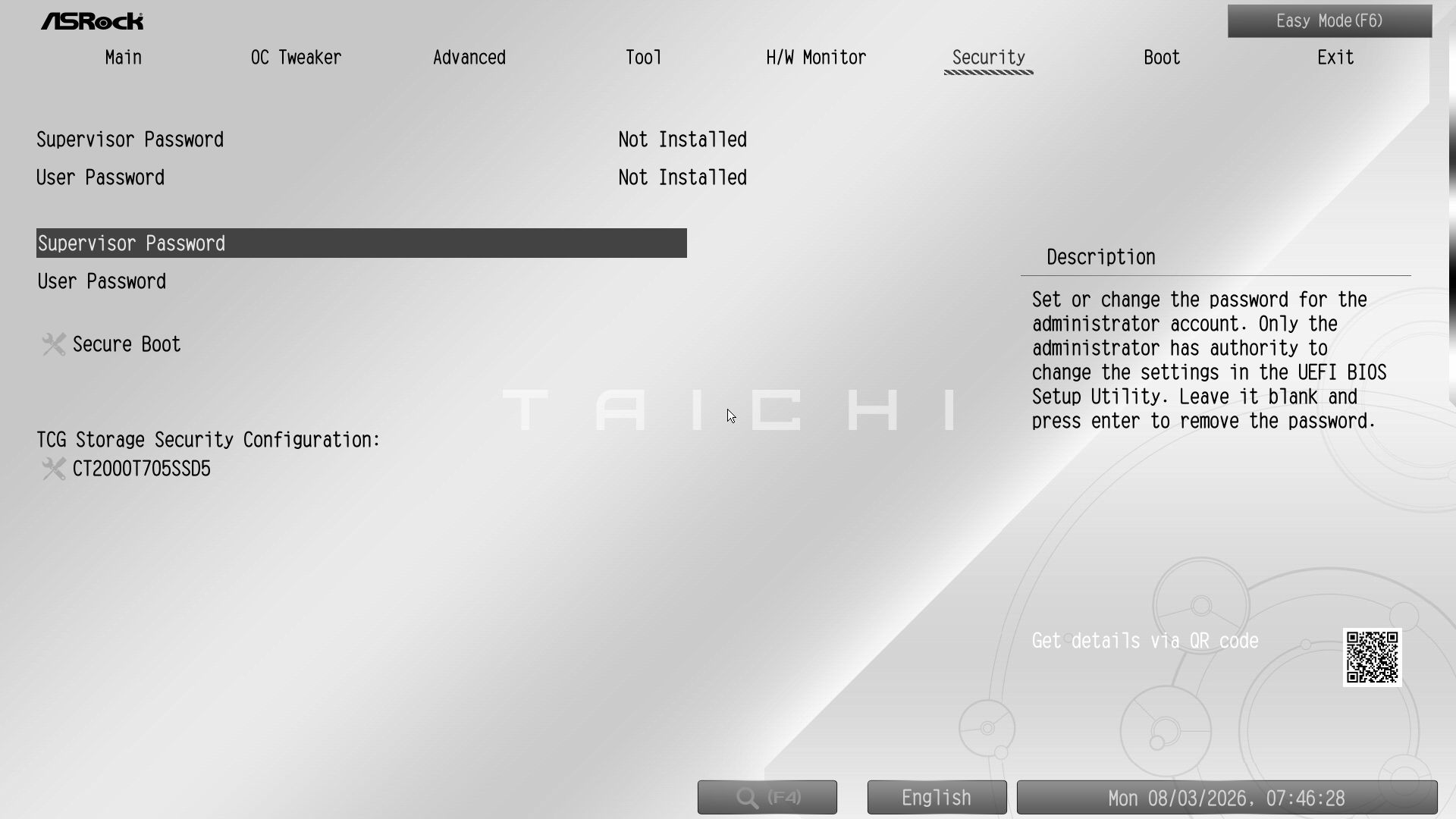 ASRock X870E Taichi White - BIOS