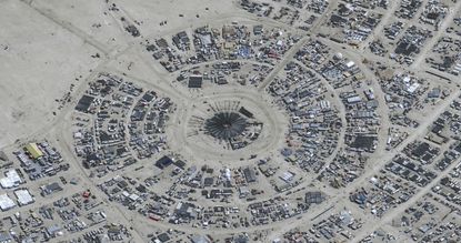 A satellite view of the 2023 Burning Man festival