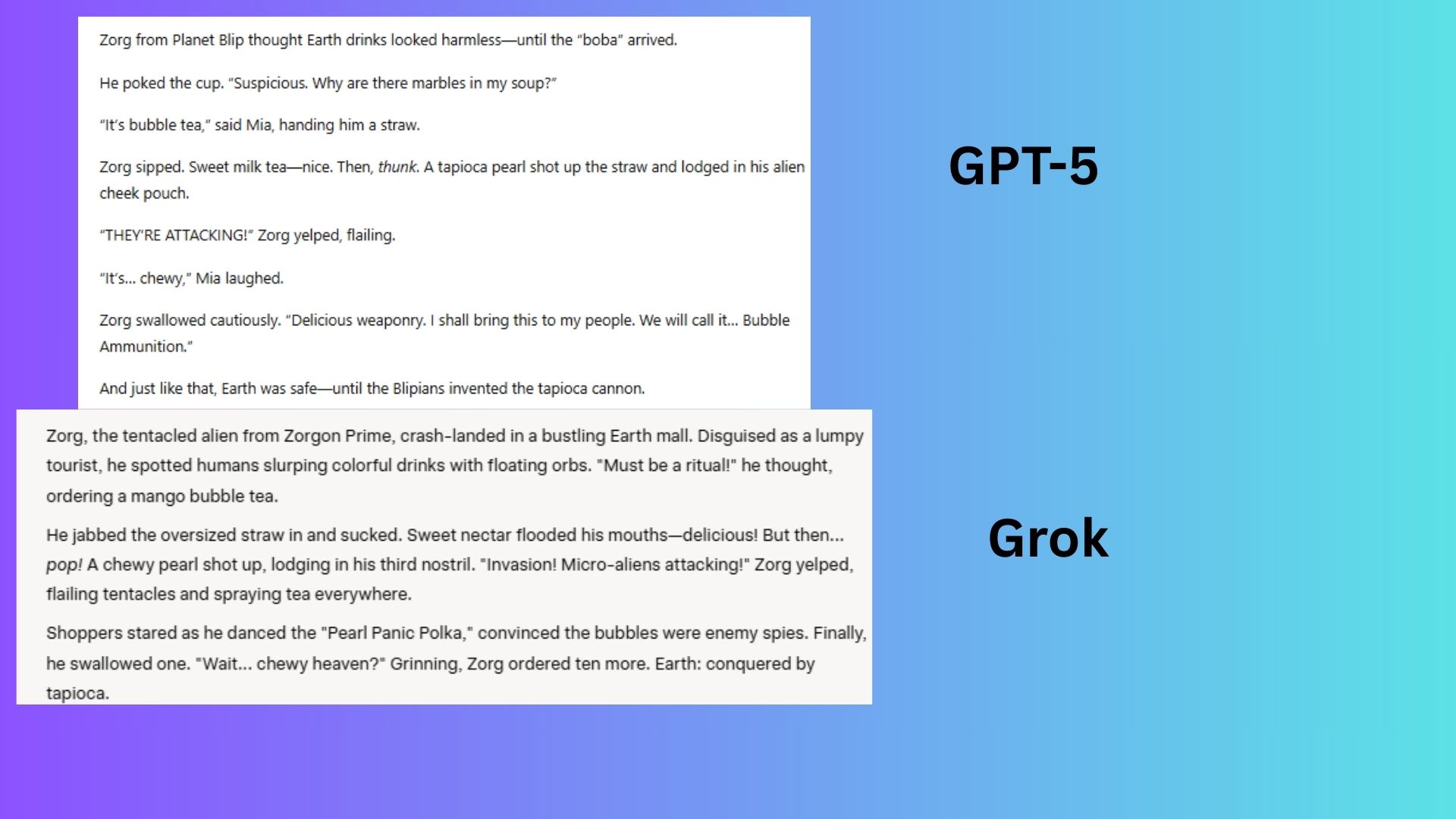 screenshot of GPT-5 and Grok 4