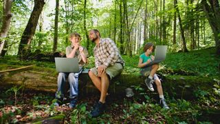 Acer Chromebook Vero 514 father and children in woods lifestyle