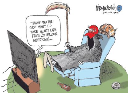 Political Cartoon U.S. Trump repeal affordable care act MAGA GOP