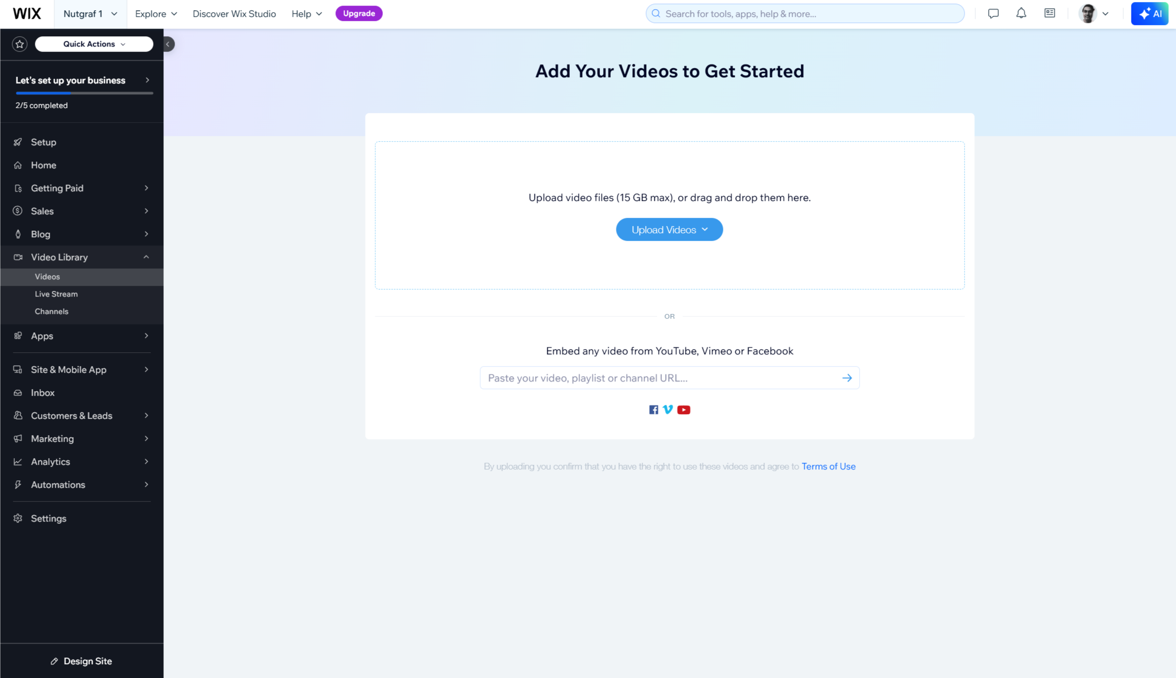 Wix Video Maker interface