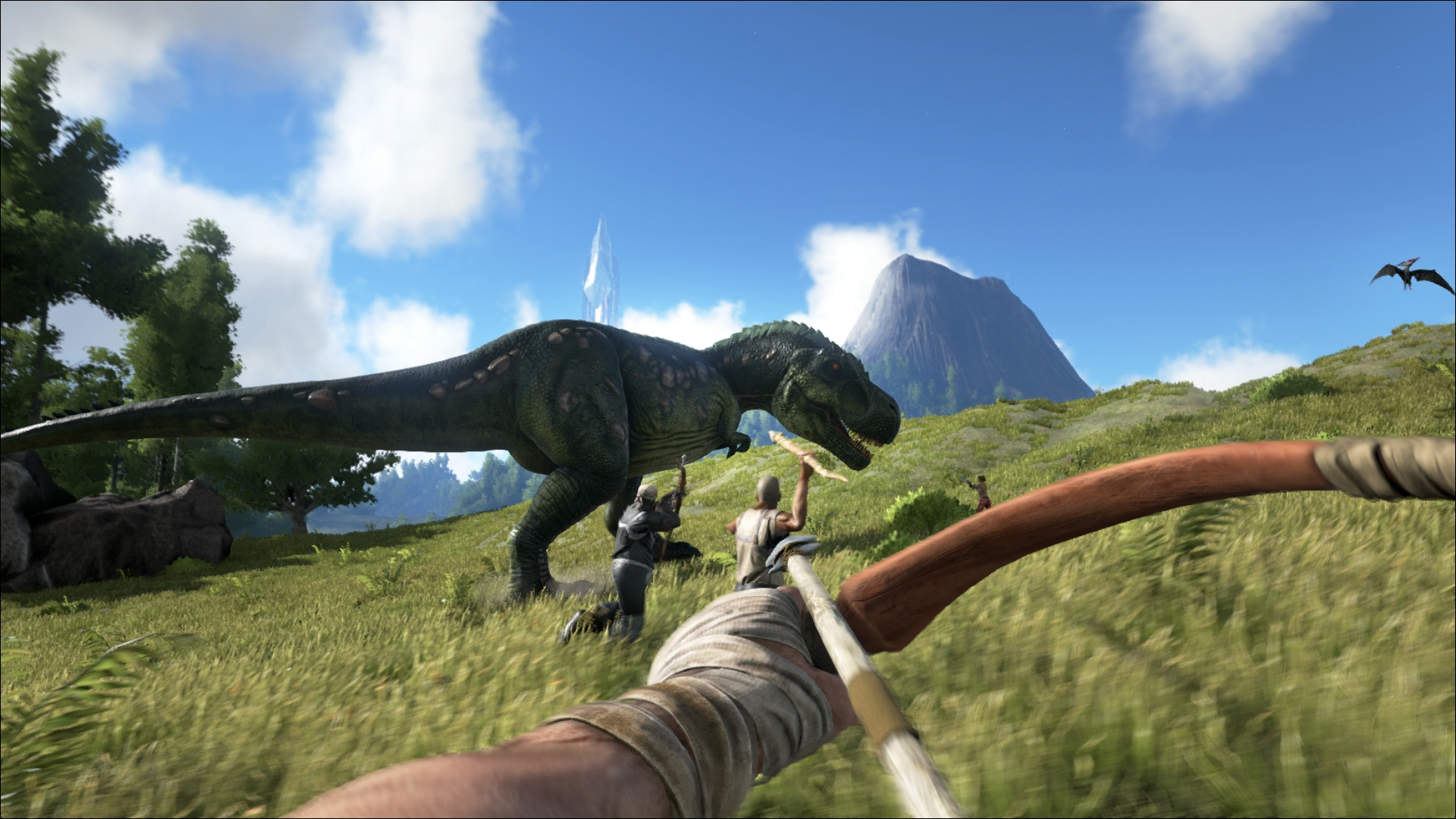 Ark: Survival Evolved - attacking a dinosaur