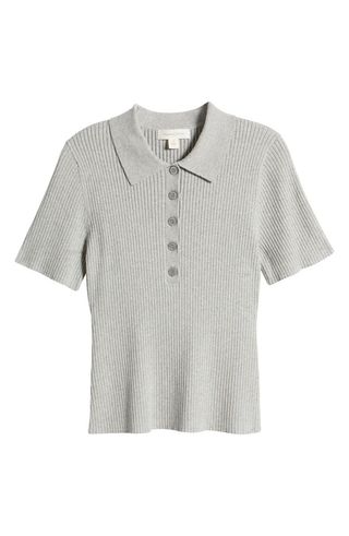 Short Sleeve Rib Polo Sweater