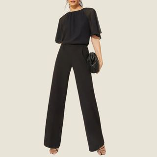 flat lay image of black jumpsuit