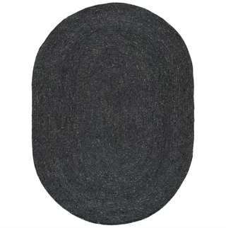 Black oval Berber rug.