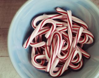 A bowl of candy canes