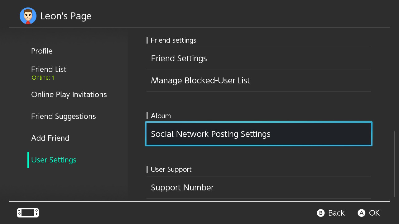 nintendo switch social sharing