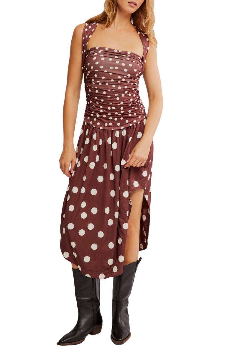 Raylon Variegated Polka Dot Midi Dress