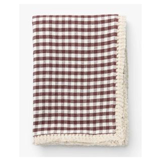 Brown and white gingham table cloth