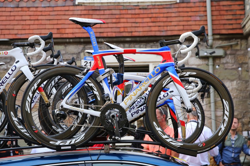Team WIGGINS are riding on Pinarellos with a few custom paint jobs