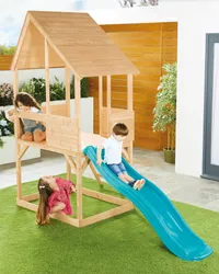 Kids' Wooden Playhouse With Slide from Aldi: £174.99&nbsp;