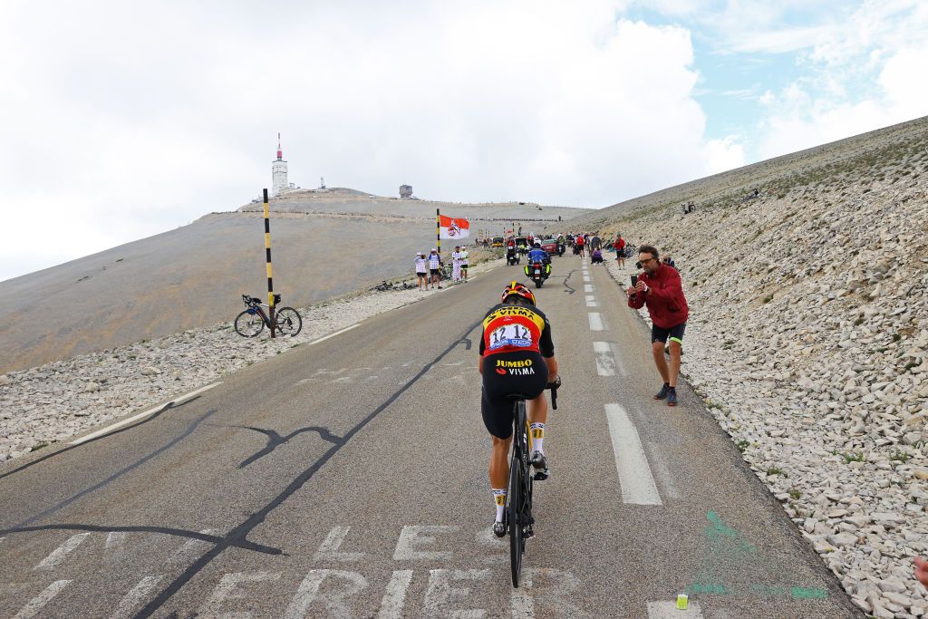 Wout van Aert soloes to the top of Mont Ventoux during his stage-winning effort at the 2021 Tour de France