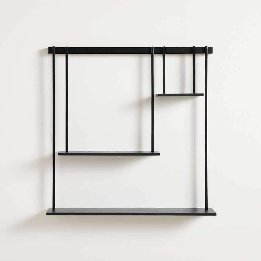 black geometric wall bookshelf