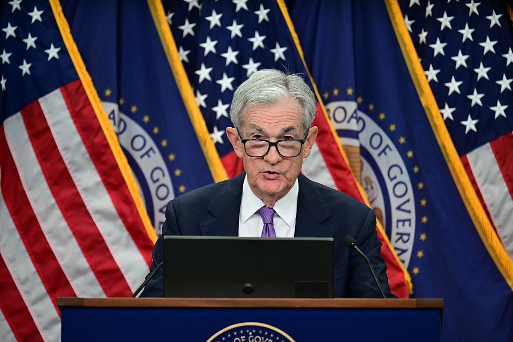 US Federal Reserve Chair Jerome Powell speaks during a press conference at the end of a Monetary Policy Committee meeting in Washington, DC, on October 29, 2025.