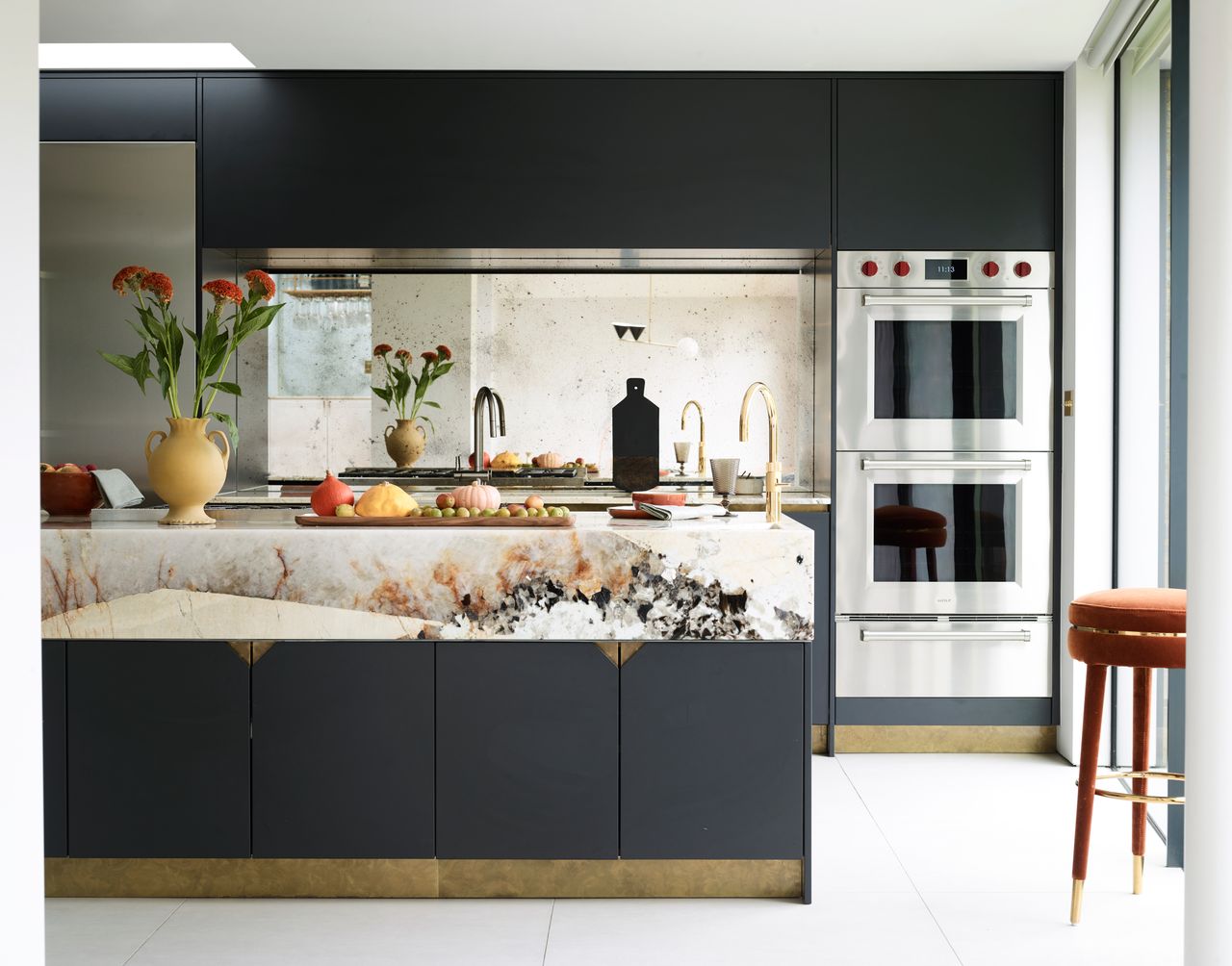 Kitchen with marbled countertop