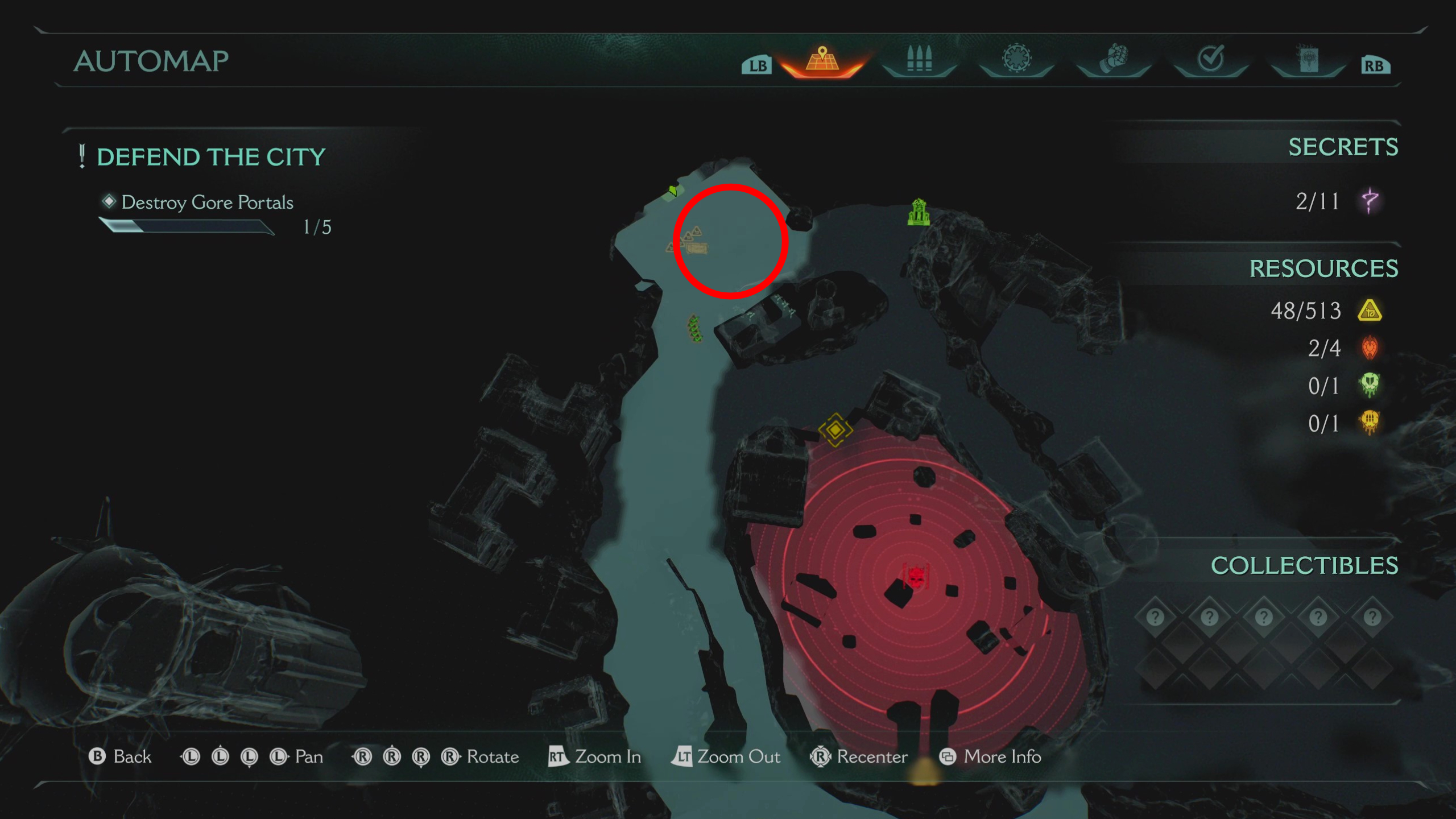 Doom: The Dark Ages Siege Part 1 secrets - A map showing the location of a cold chest inside an underground building.