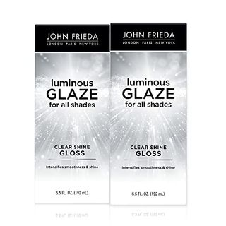 John Frieda Luminous Glaze Clear Shine Hair Gloss, Enhances Color and Adds Gloss for a Reflective Sheen on Color-Treated or Natural Hair, Smooths Hair to a Glossy Shine, 6.5 Oz, Pack of 2