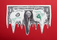 Melting US dollar bill