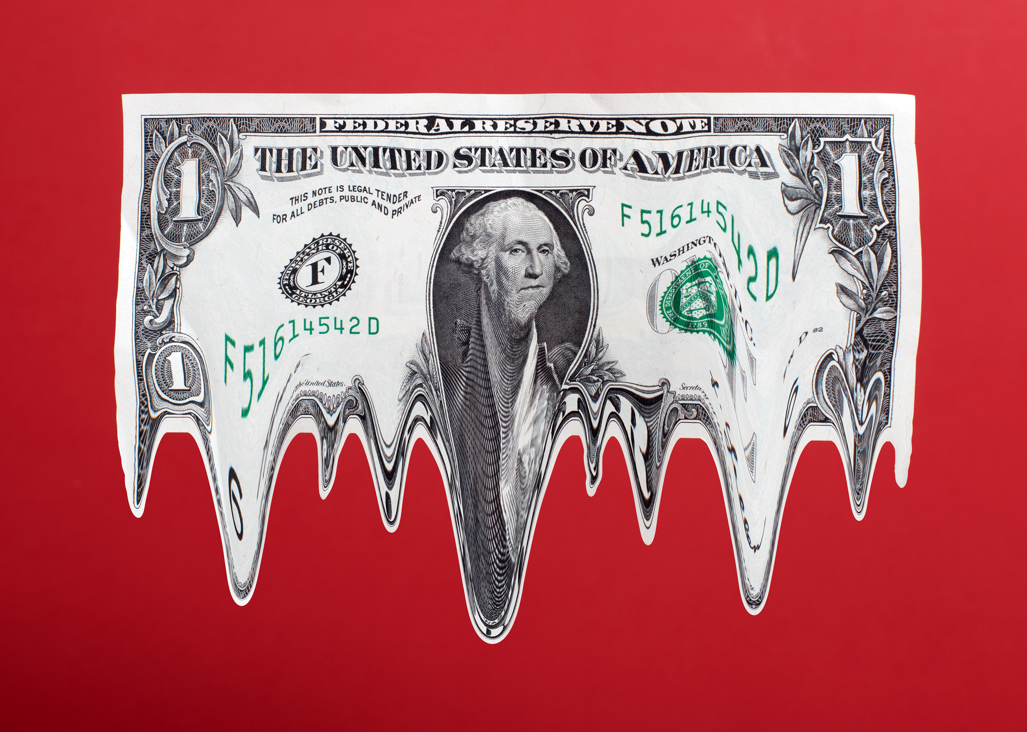 Melting US dollar bill