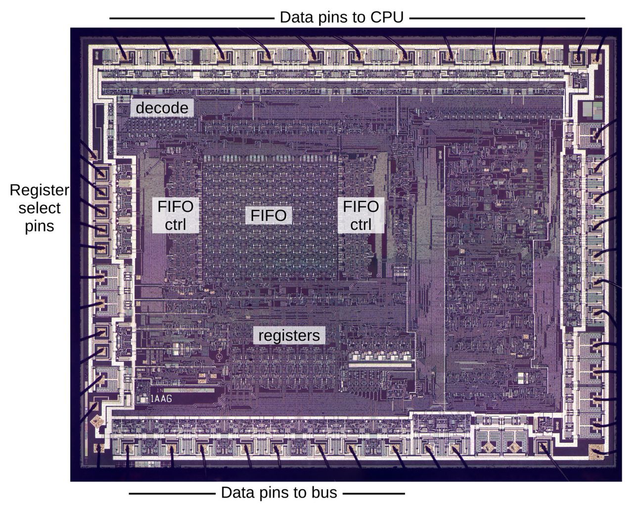 Ken Shirriff's images of a silicon-on-sapphire IC from HP