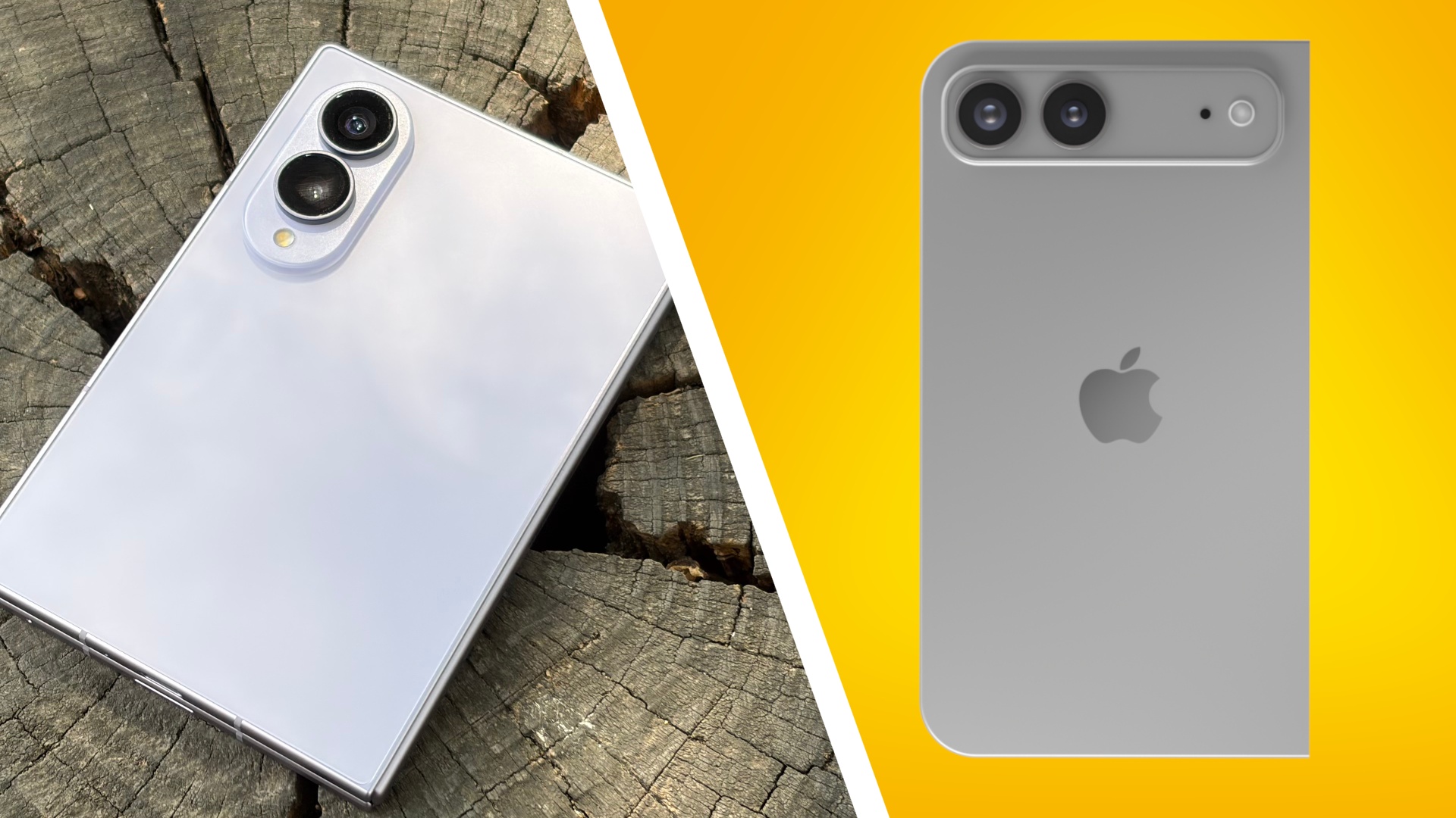 The Galaxy Z Fold 8 alongside a render of the iPhone Ultra