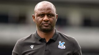 Manager Patrick Vieira of Crystal Palace looks on during friendly match between Crystal Palace and Montpellier at Selhurst Park on July 30, 2022 in London, England.