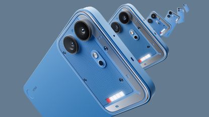 Several Nothing Phone 4B phones on a grey background