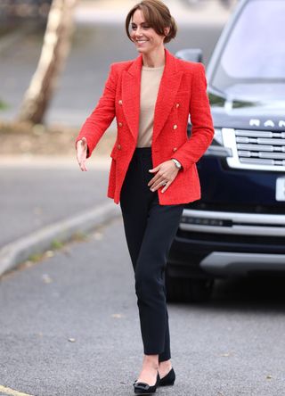 Catherine, Princess of Wales smiles as she joins a Portage Session for her 'Shaping Us' campaign on early childhood in 2023