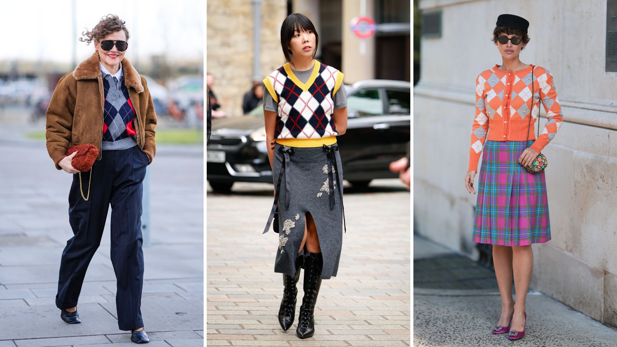 Argyle diamond knit jumper