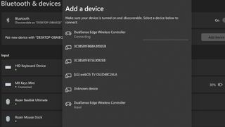 The DualSense Edge interface on Windows 11