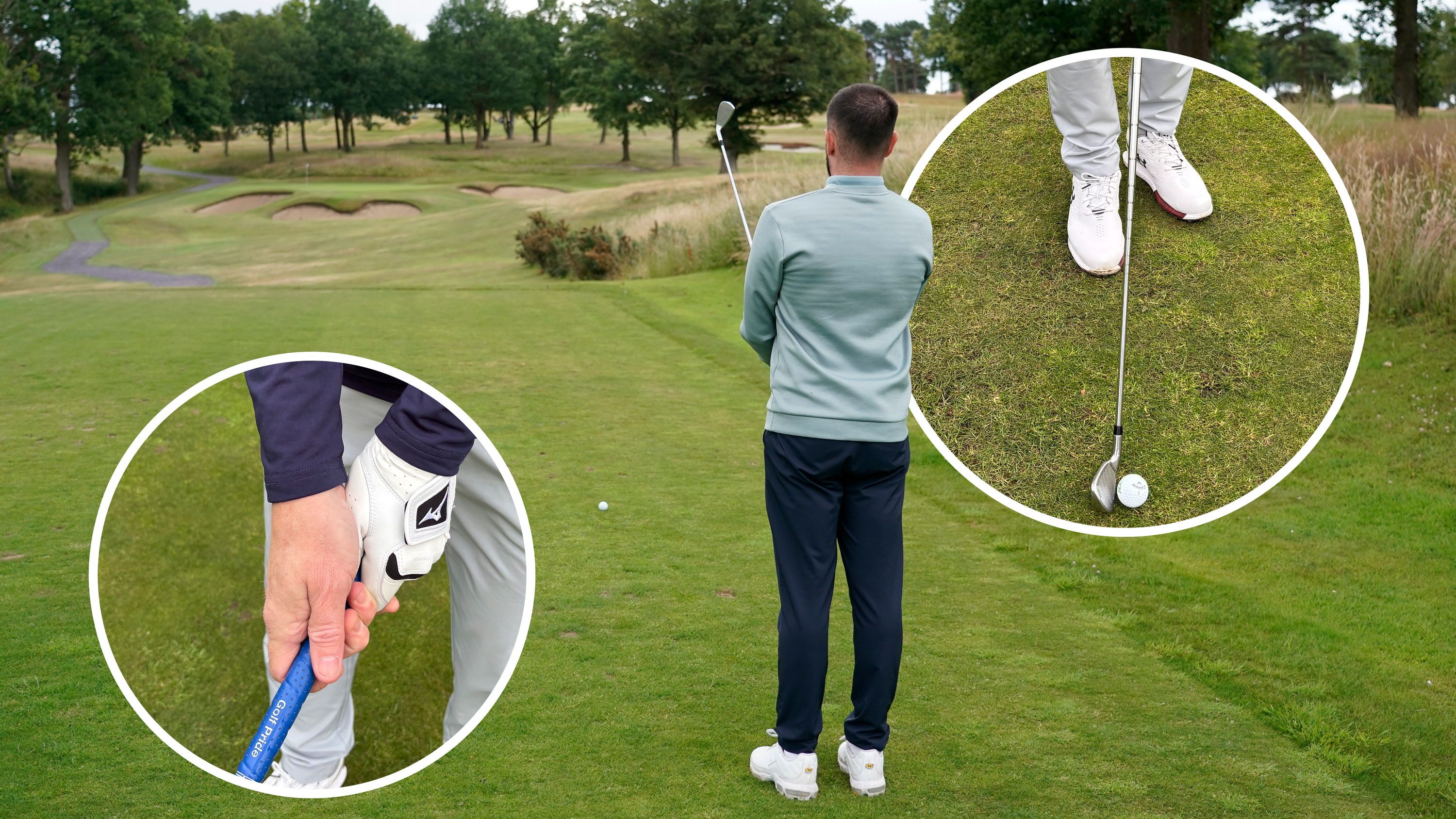 High-handicapper, Baz Plummer, preparing to hit a golf ball off the tee with examples of the steps to take before hitting the golf ball to shoot lower scores