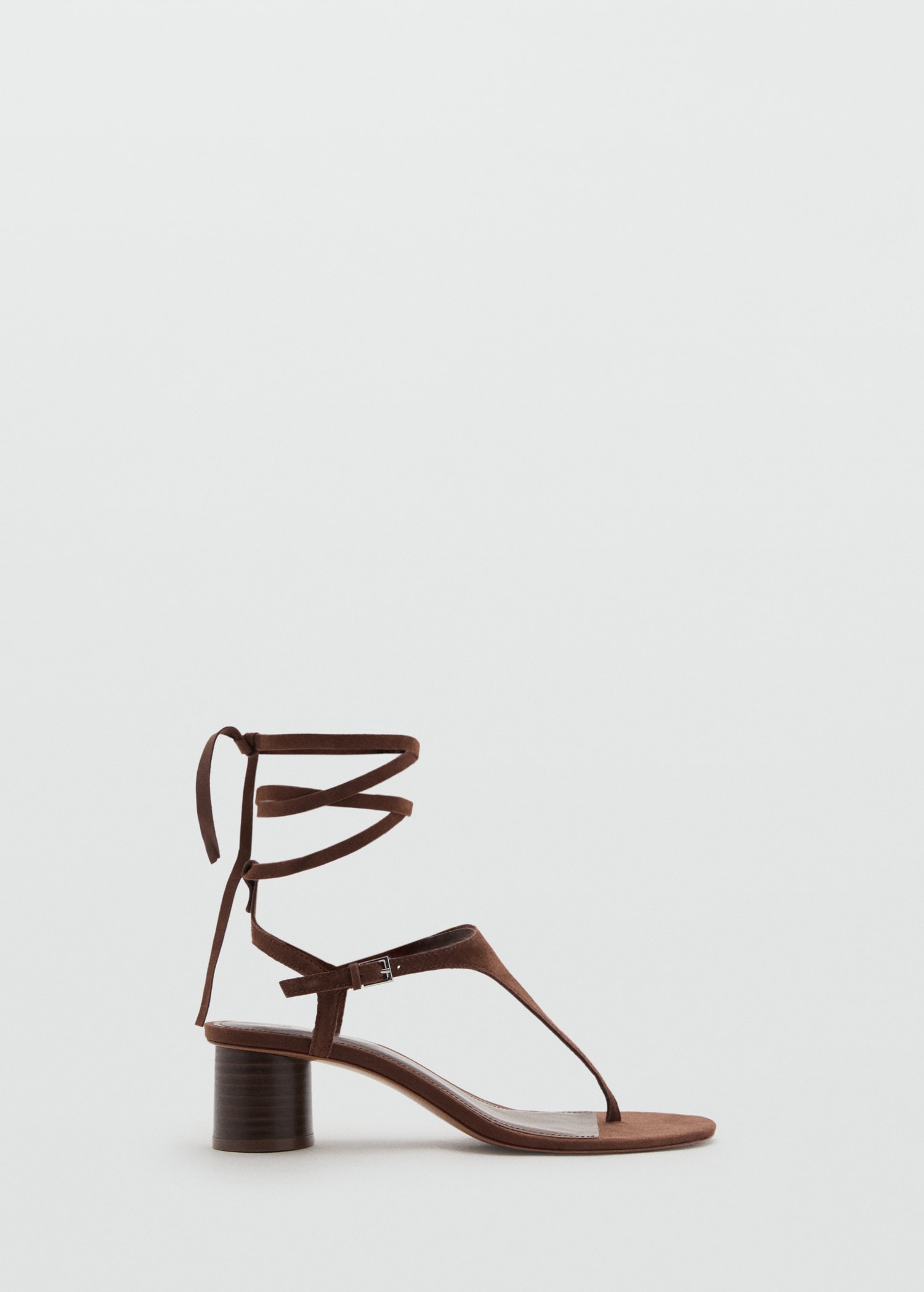 Suede Leather Heeled Sandal - Women | Mango Usa