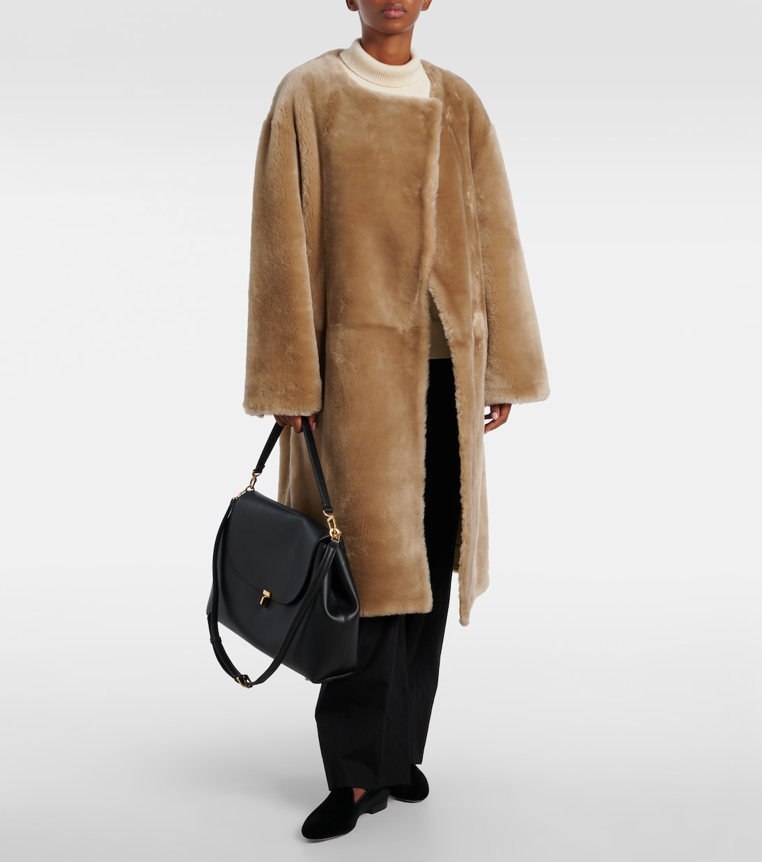 Shearling Coat in Beige - Toteme