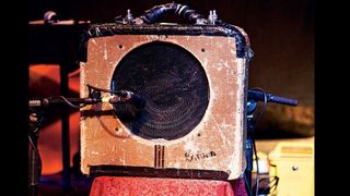 A vintage 1937 Gibson EH-150 amplifier owned by the Hot Club of Cowtown guitarist Whit Smith