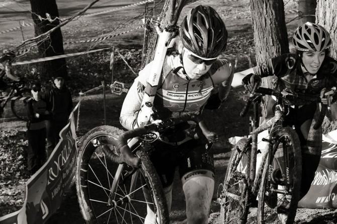 The last lap has Colonial Bike Co and B2C2 p/b Boloco riders huffing up the hill.