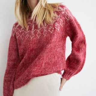 Warehouse Twisted Fair Isle Knit Sweater