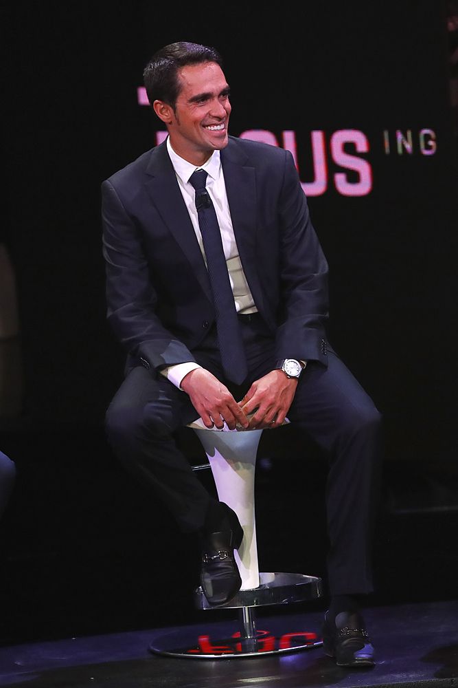 Former Giro winner Alberto Contador attends the 2018 Giro d'Italia presentation