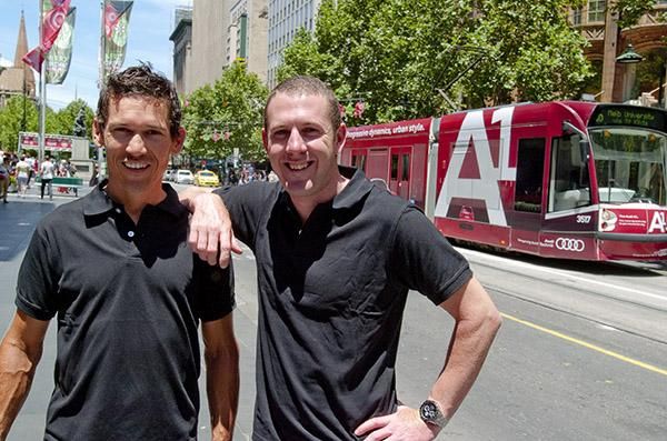 A couple of A1 sprinters in Robbie McEwen (left) and Matt Goss in Melbourne.
