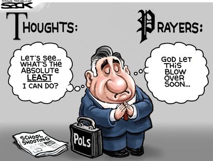 Political cartoon US Santa Fe school shooting thoughts prayers congress inaction