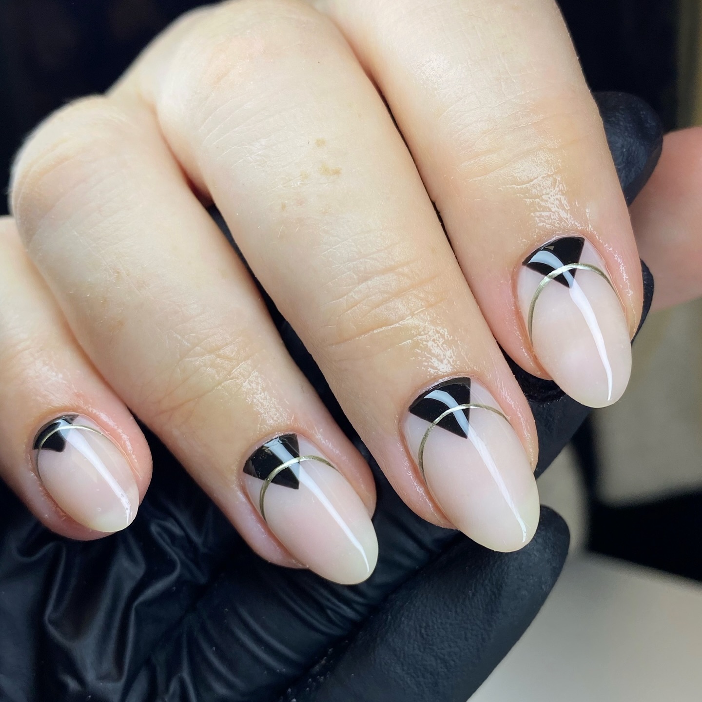Black nail polish manicure design.