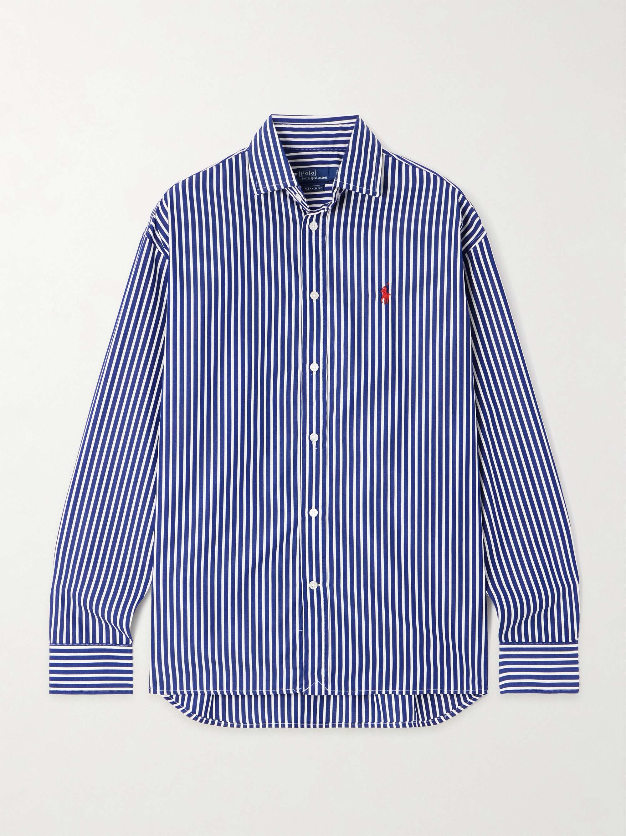 Embroidered Striped Cotton-Poplin Shirt