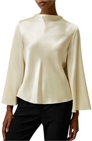 Bell Sleeves Minimalist Silk Top