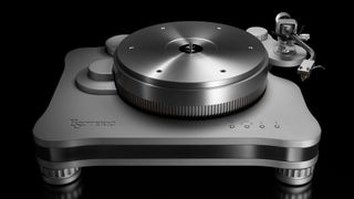 Esoteric T-01 turntable on black background