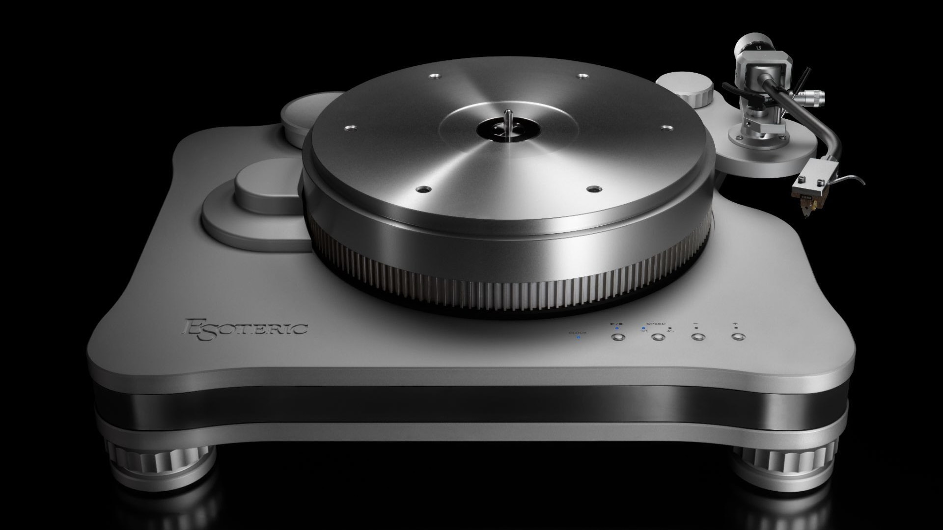 Esoteric T-01 turntable on black background