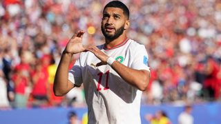 Ismael Saibari (Morocco) scores and celebrates his teams first goal during Group C FIFA World Cup 2026, Scotland and Morocco, Boston Stadium, Boston, USA on June 19 2026. (Photo by Ulrik Pedersen/NurPhoto via Getty Images)