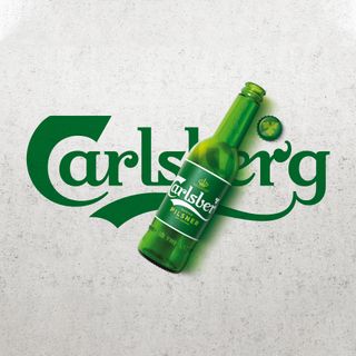 work by Taxi Studio for Carlsberg rebrand a bottle with Carlsberg behind it